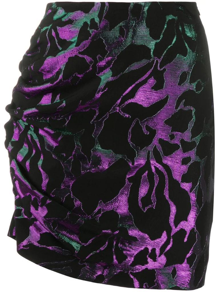 abstract-pattern ruched skirt