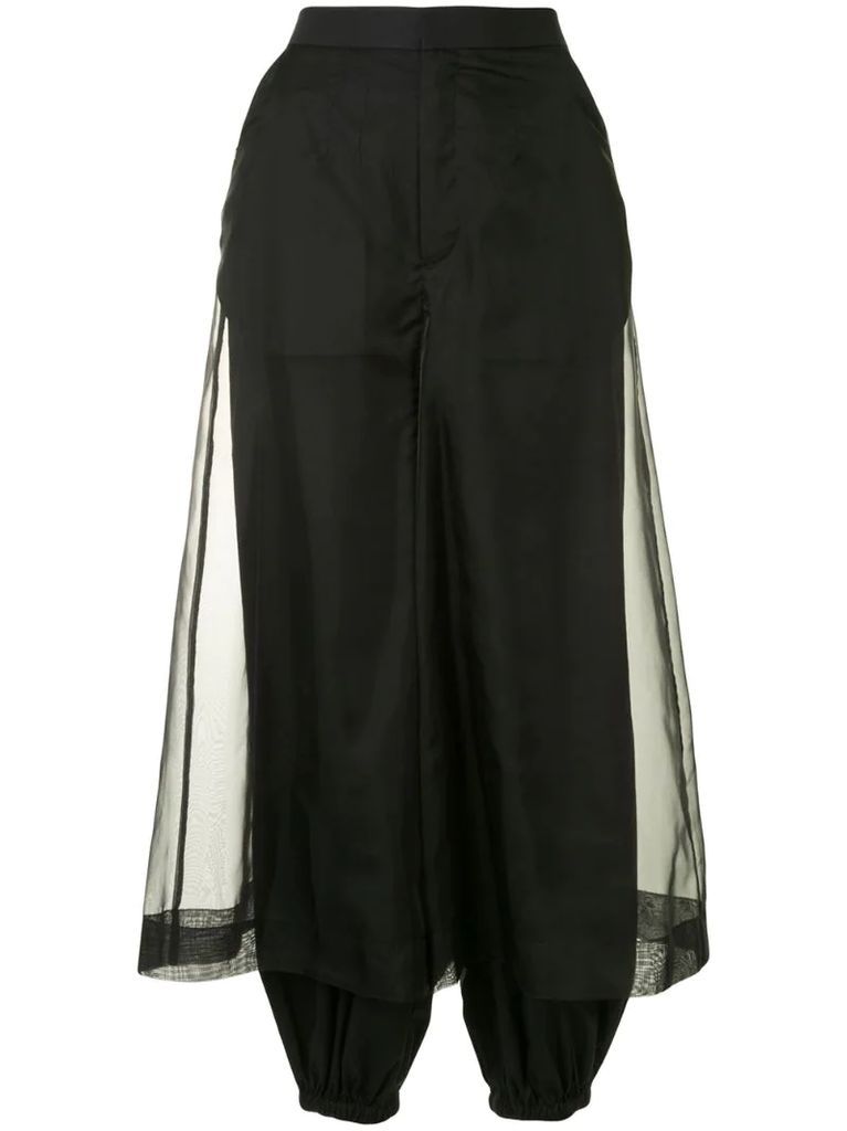 sheer-panel tapered trousers