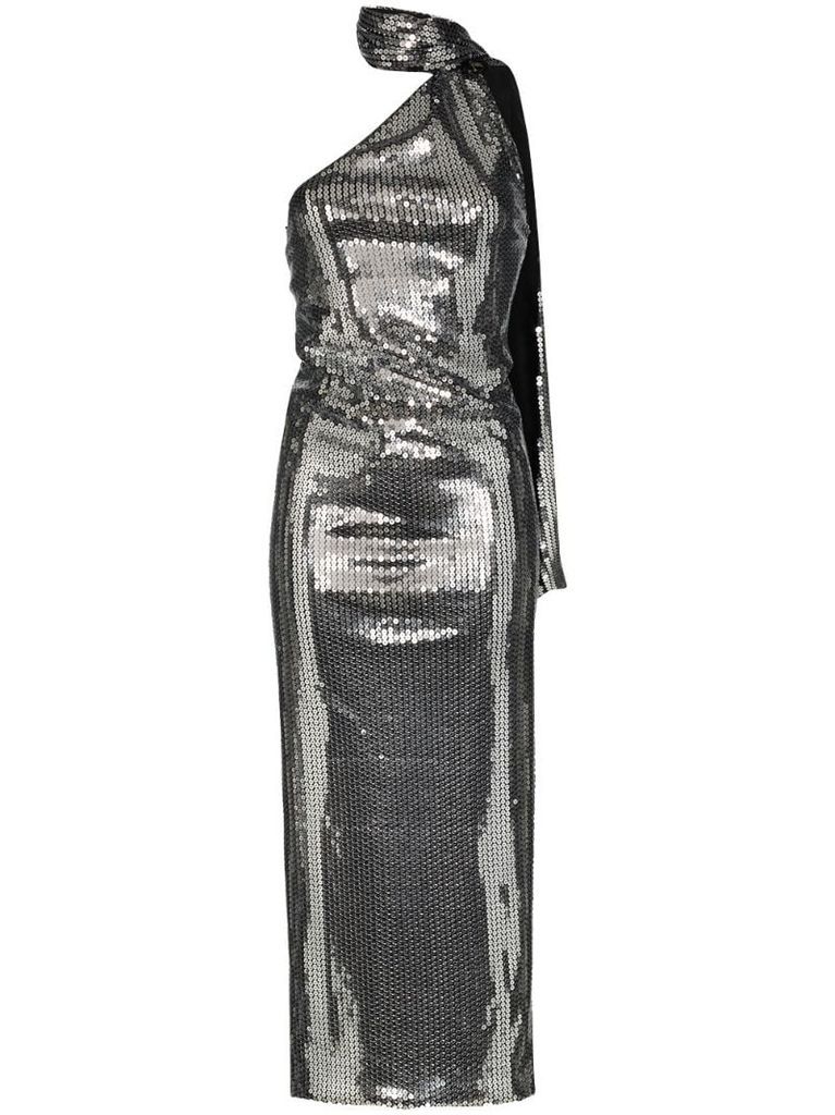 sequinned halterneck dress