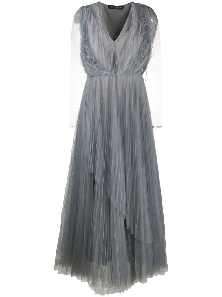 pleated tulle dress