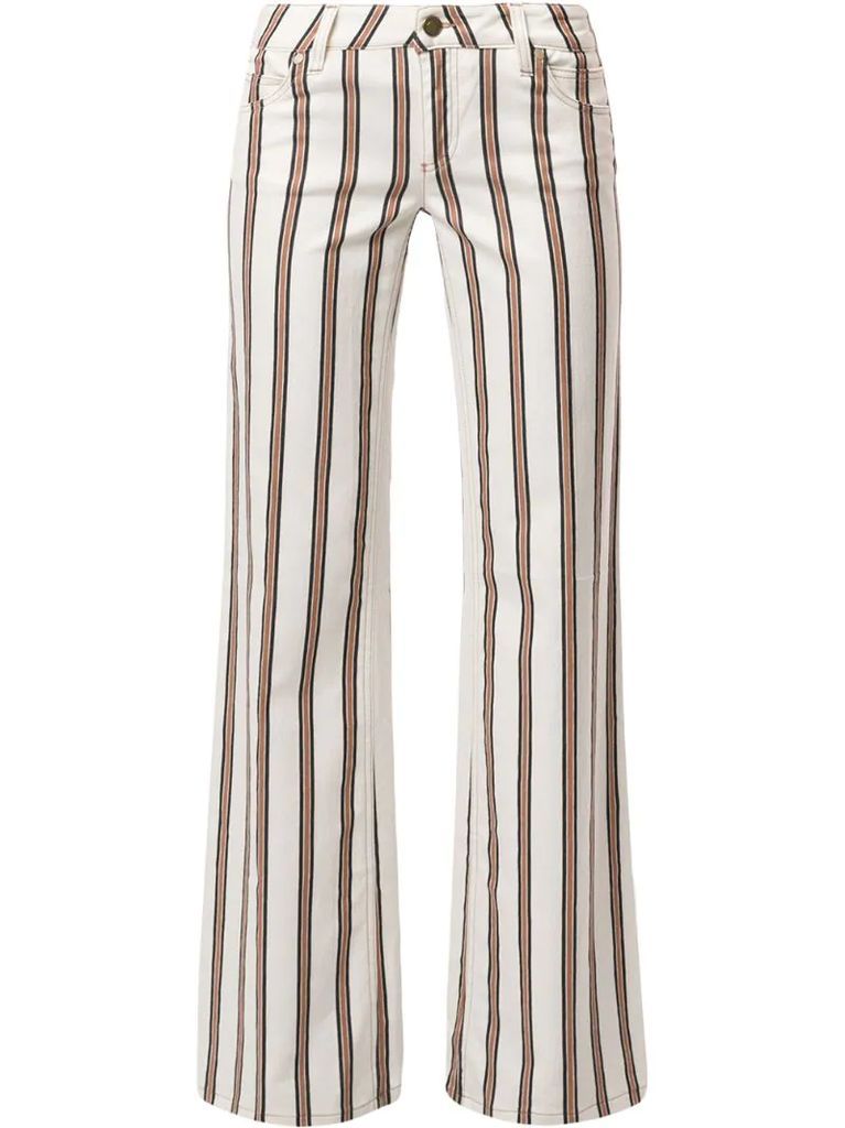 striped flared trousers