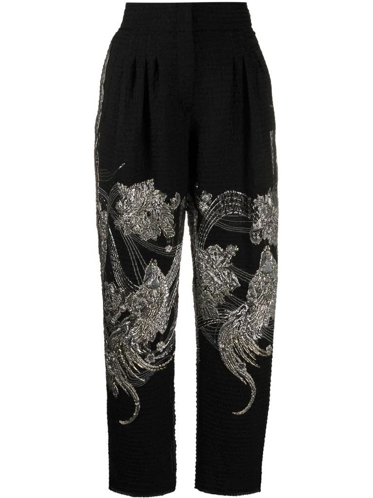 embroidered cropped trousers