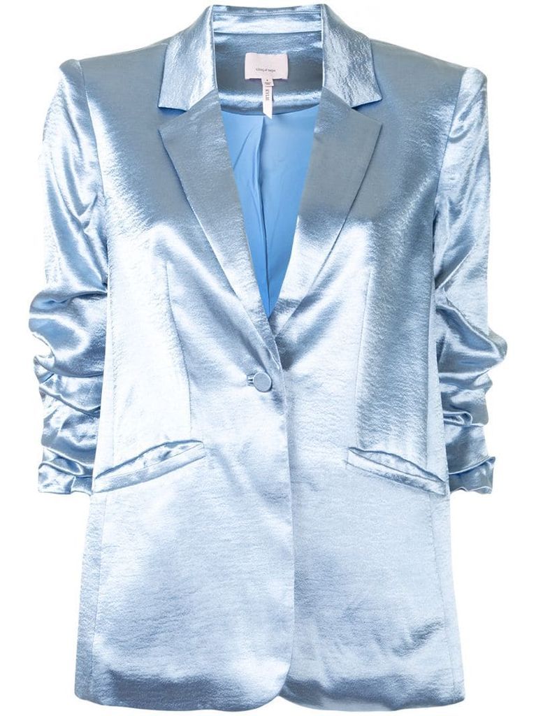 high-shine single-breasted blazer