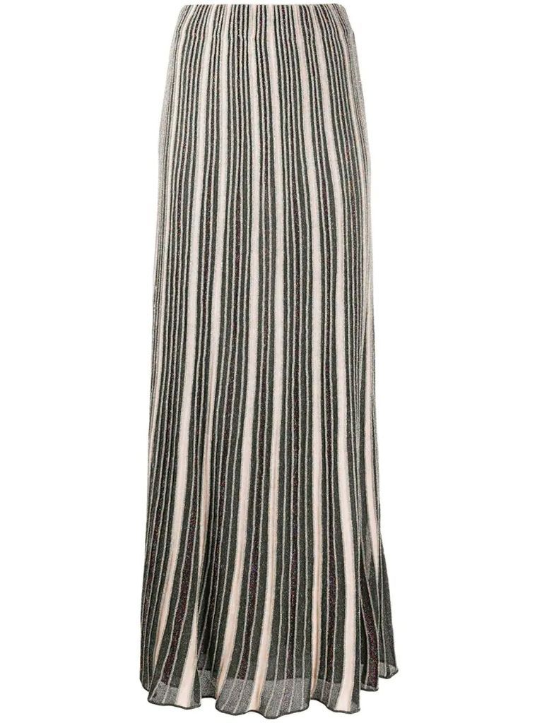 high-waisted striped maxi skirt