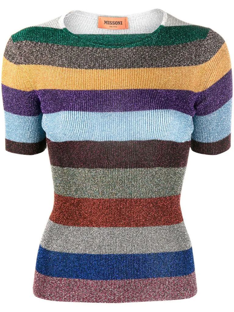metallic striped knit top