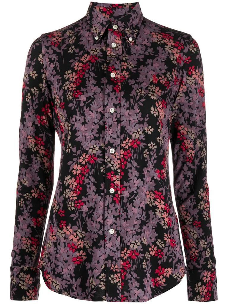 floral-print button-down shirt