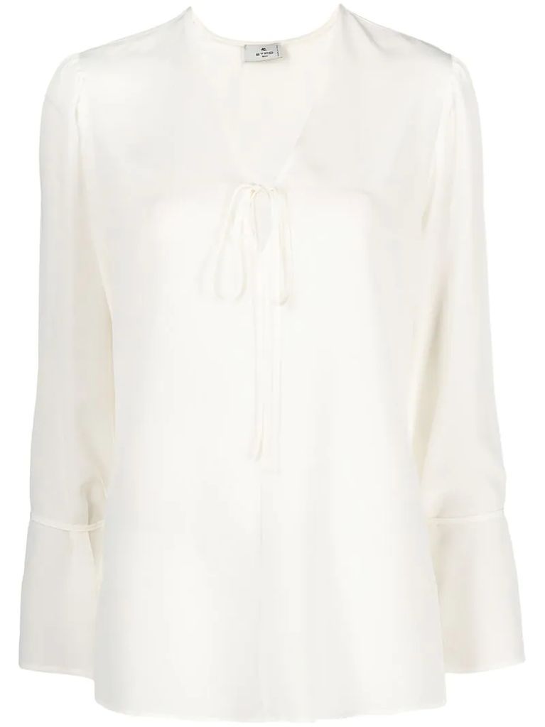 long-sleeve silk blouse