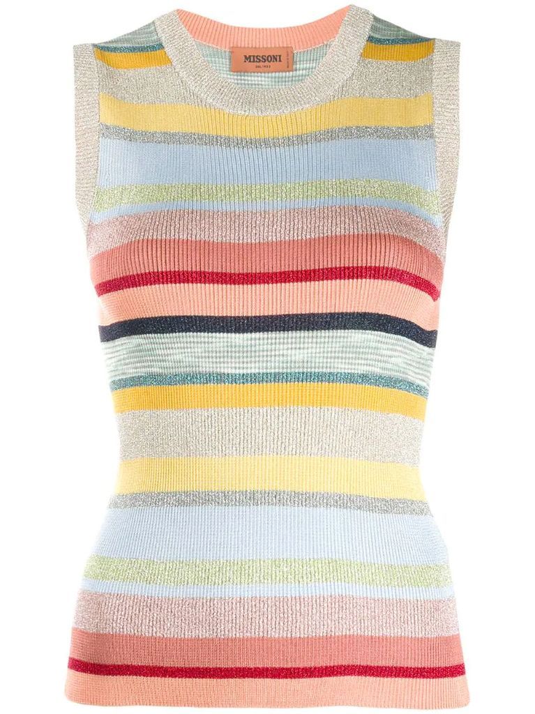 striped metallic knitted top
