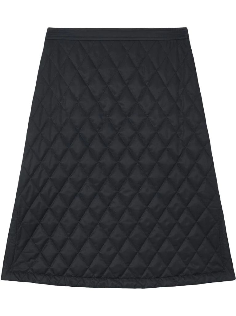 diamond quilted A-line skirt