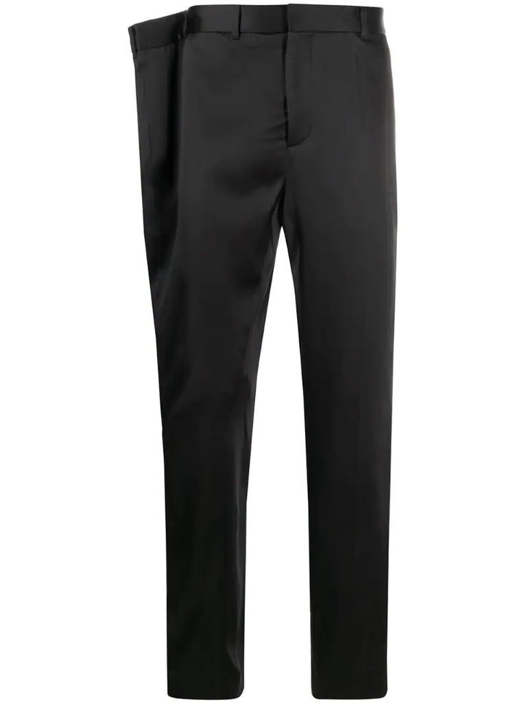 extended-waistband satin tuxedo trousers