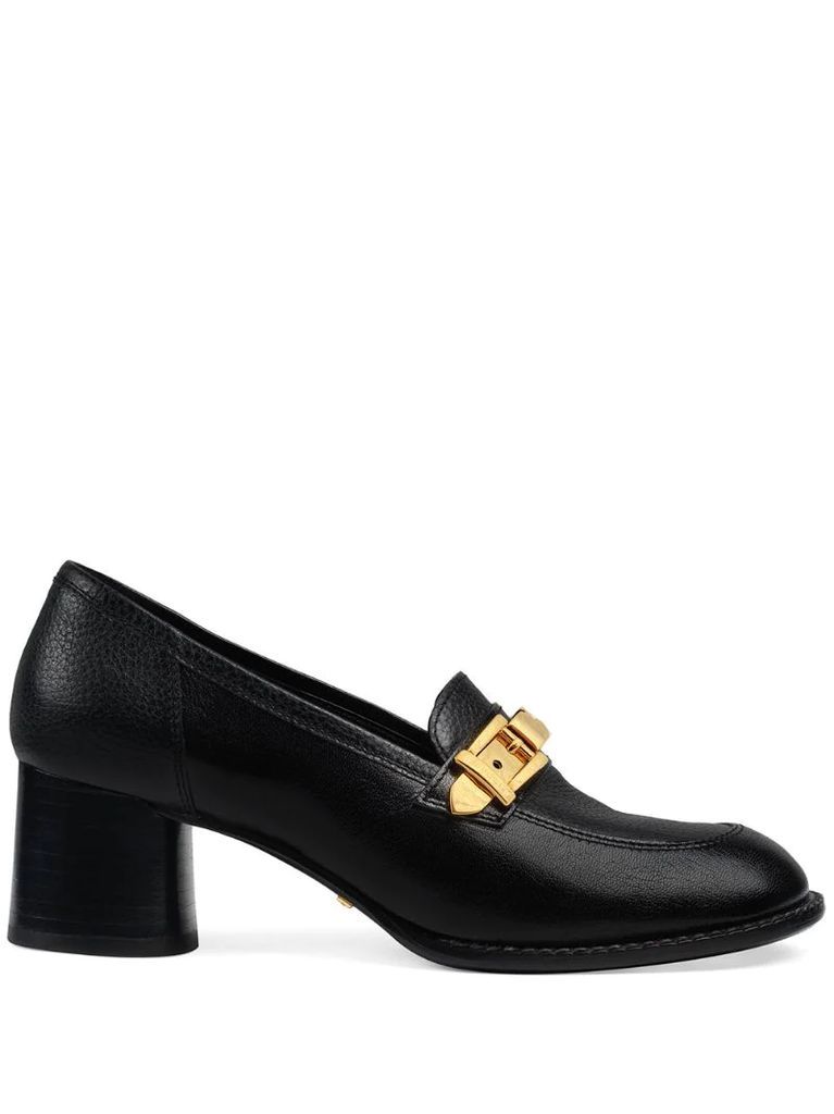chain-detail 55mm block-heel loafers