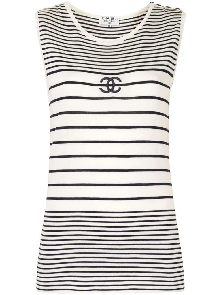 CC striped sleeveless knitted top