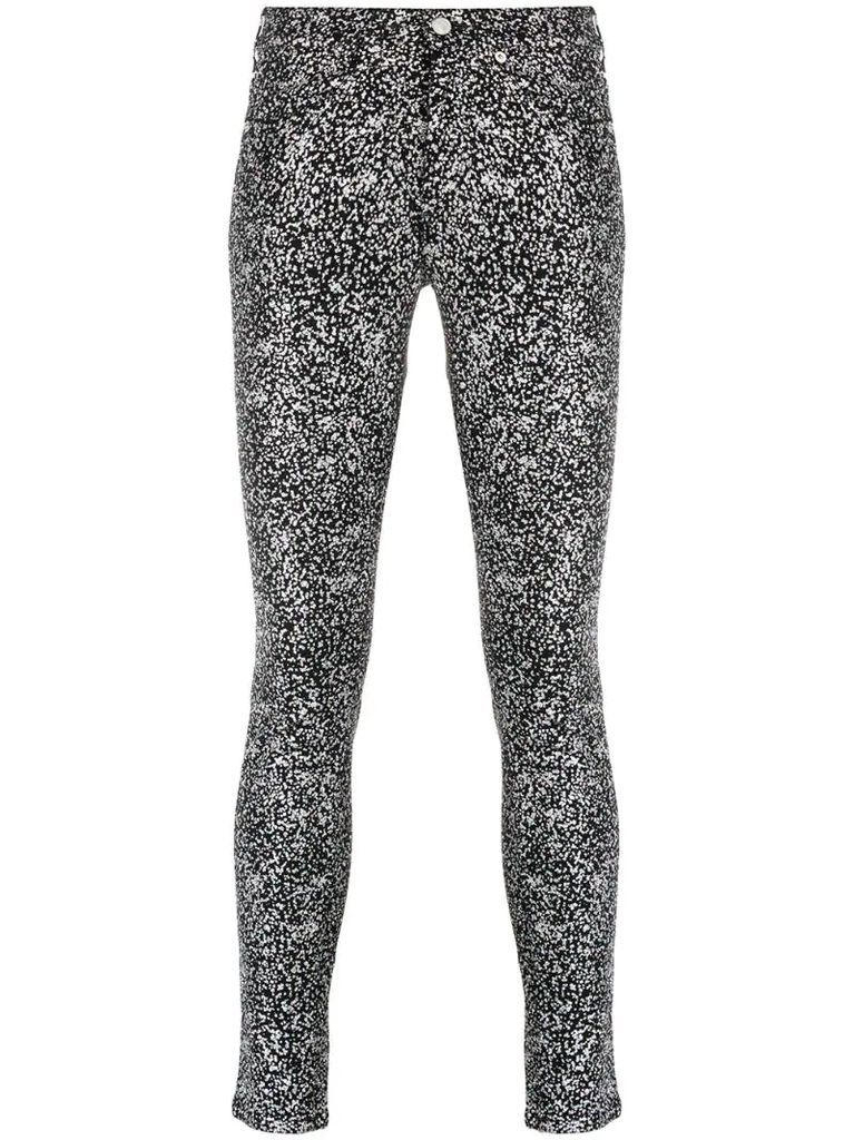 metallic-effect skinny jeans