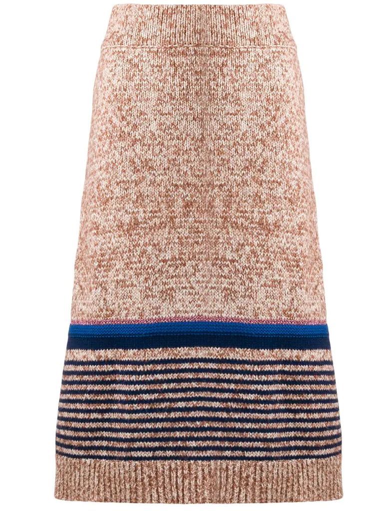 textured knit midi skirt