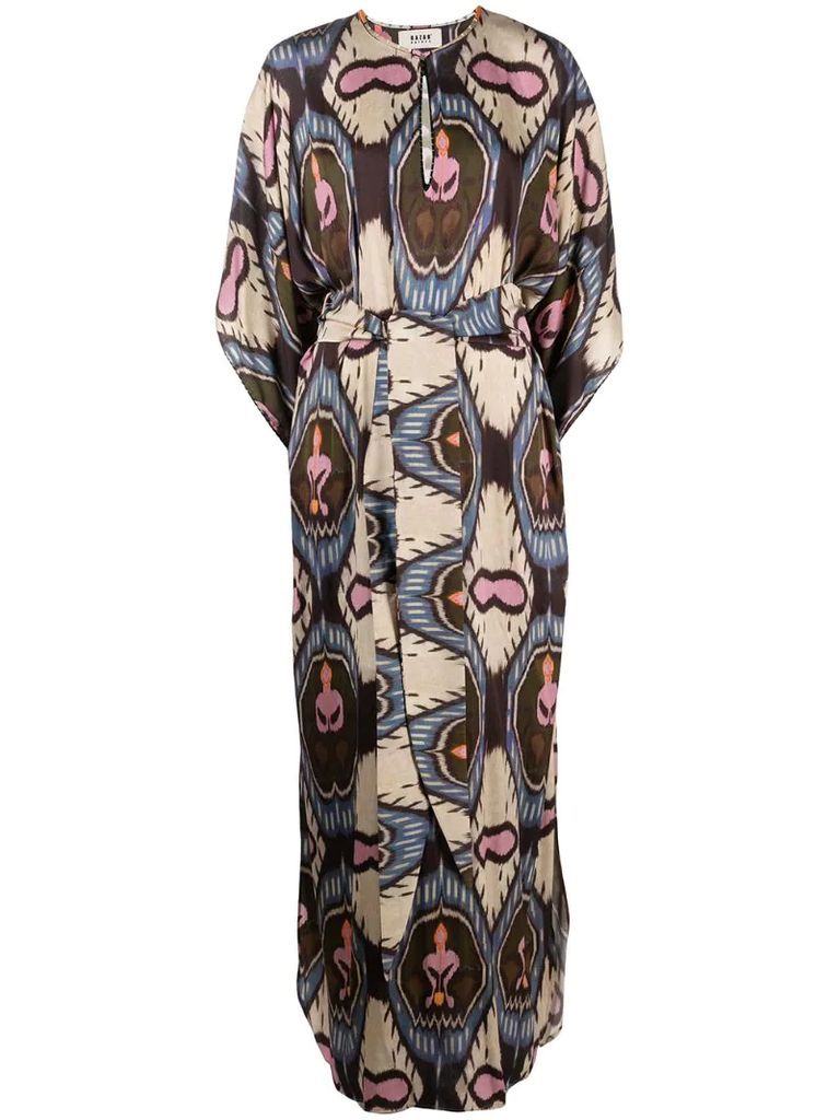 geometric-print long kaftan dress