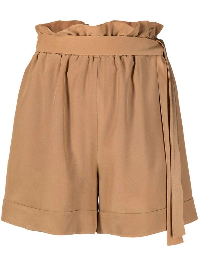 high waisted belted shorts