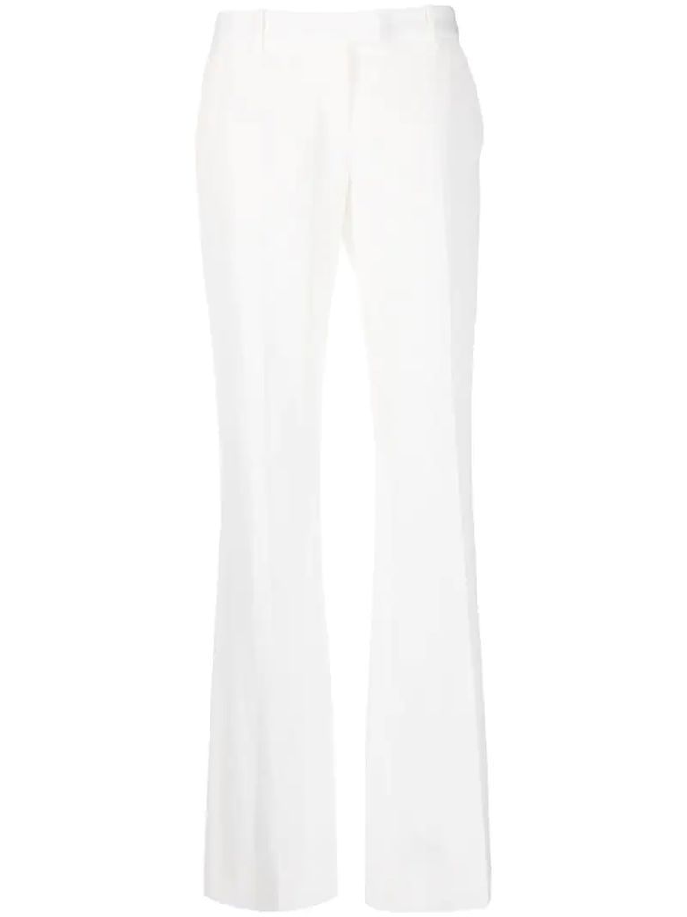 crepe bootcut trousers