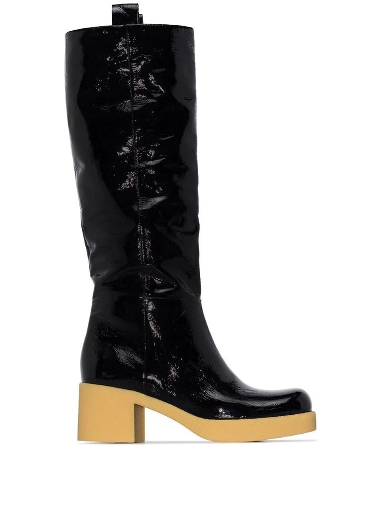 patent 60mm knee-high boots