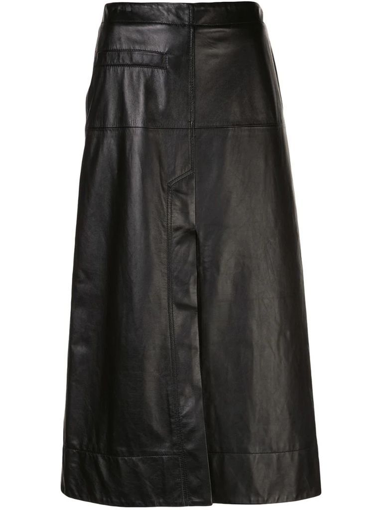 leather high-waisted midi skirt