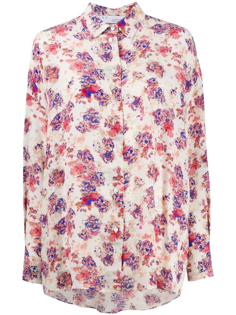 floral-print longsleeved blouse