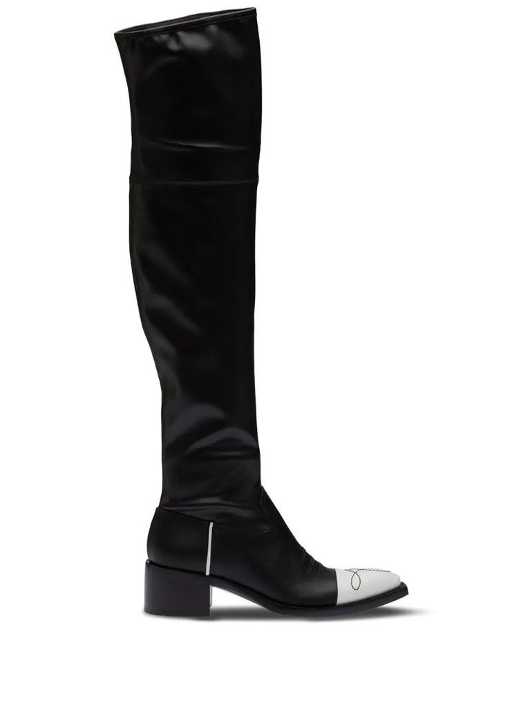 contrast toecap over-the-knee boots