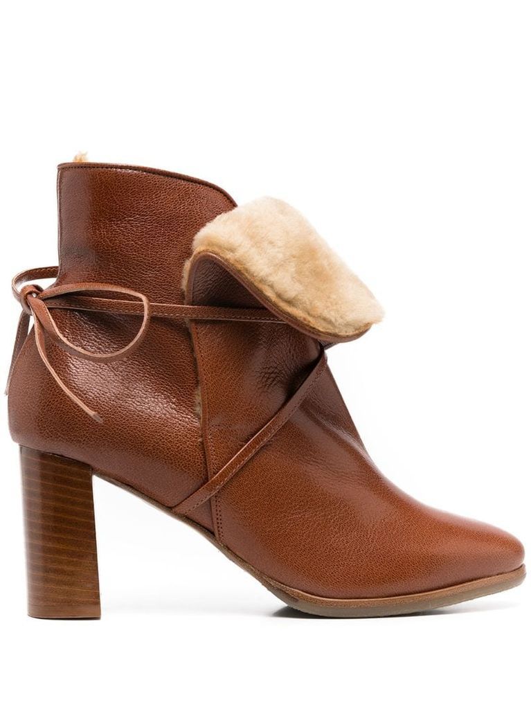 shearling-trimmed heeled boots