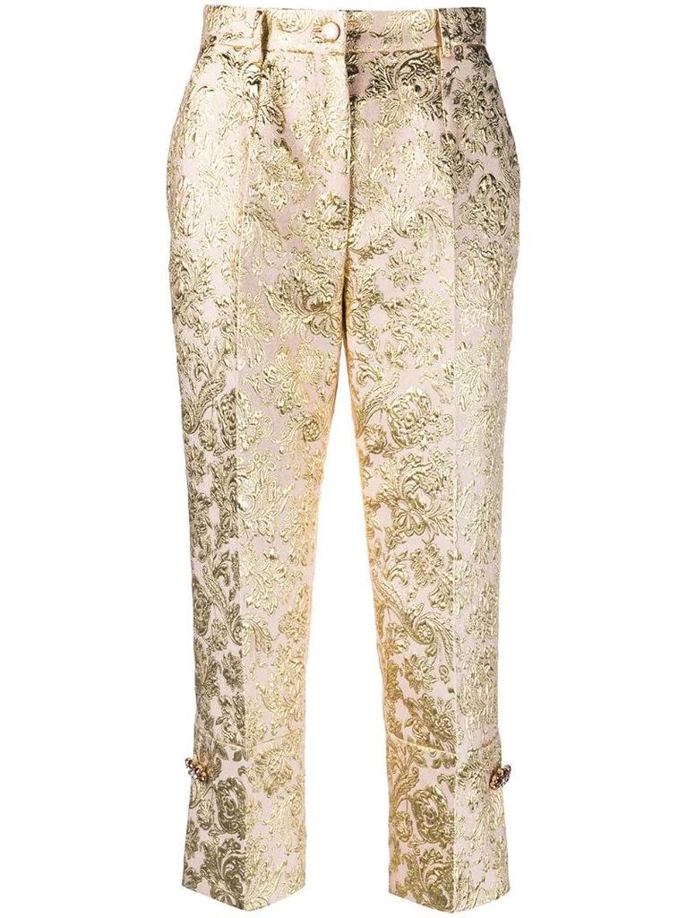 cropped jacquard trousers