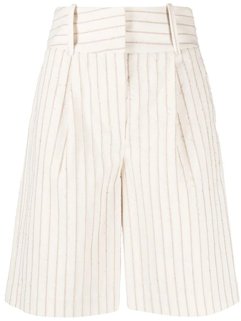 high-waisted textured stripe shorts