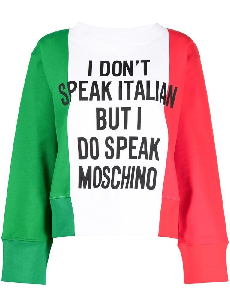 colour-block slogan-print sweatshirt