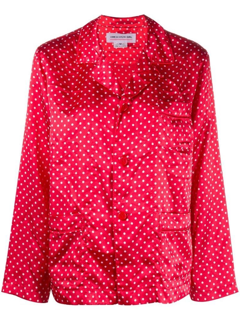 polka-dot fitted shirt