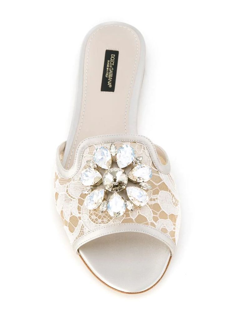 Bianca crystal-embellished lace sandals