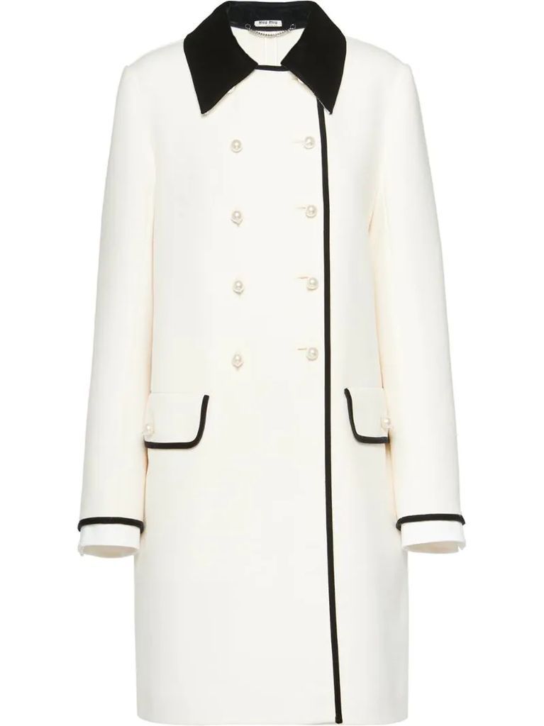 two-tone double-breasted coat