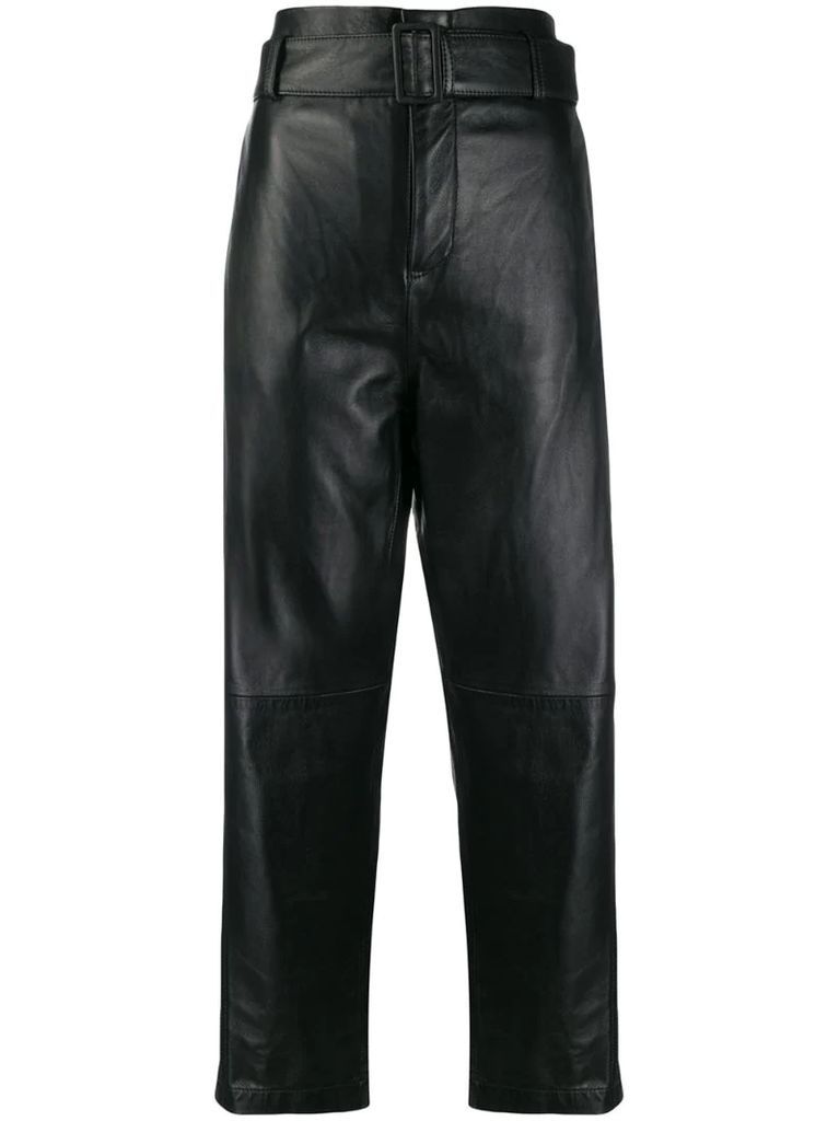 high waist leather trousers