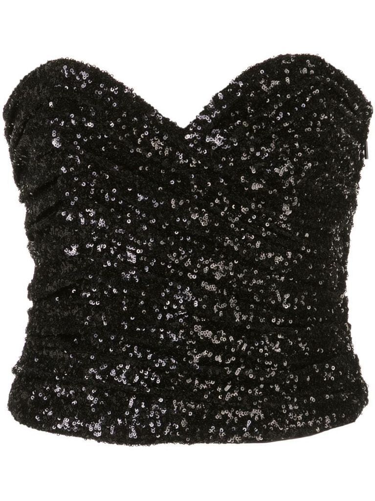 sequinned strapless top