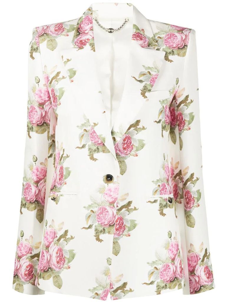 floral-print blazer