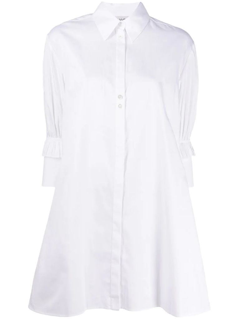 ruffle-sleeved mini shirt dress