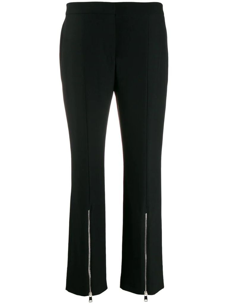 cropped zip front trousers