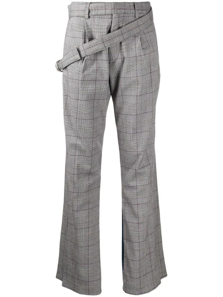 mixed panel straight trousers