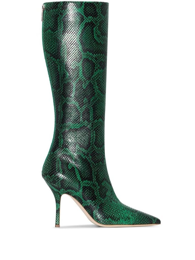 Mama 95mm python-print knee-high boots