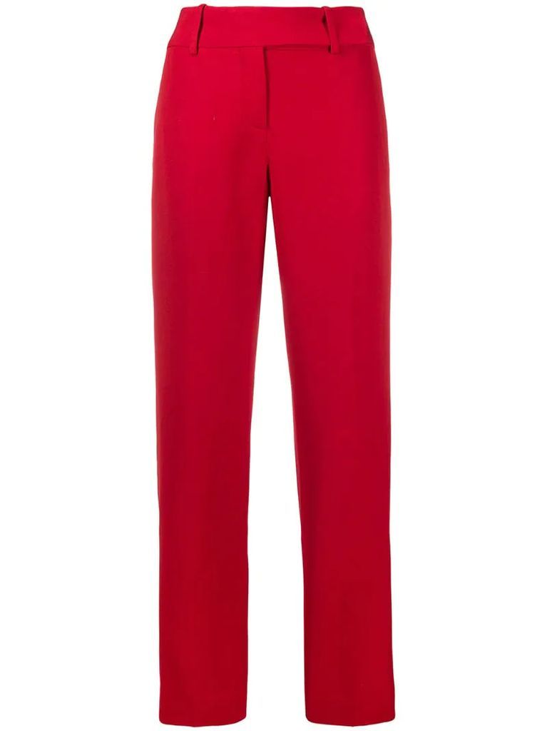 straight leg tailored trousers