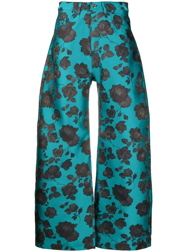 floral wide leg trousers