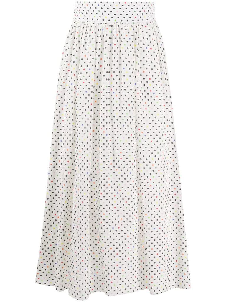polka dot print pleated skirt