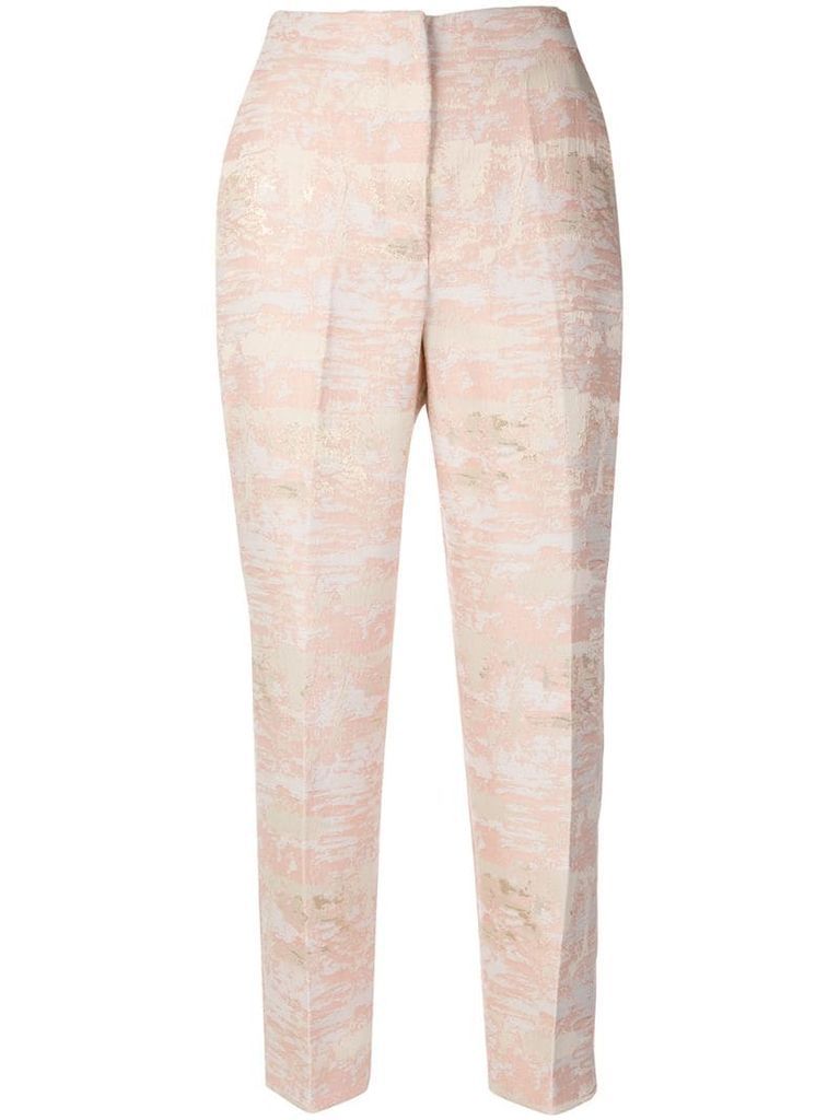 embroidered fitted trousers