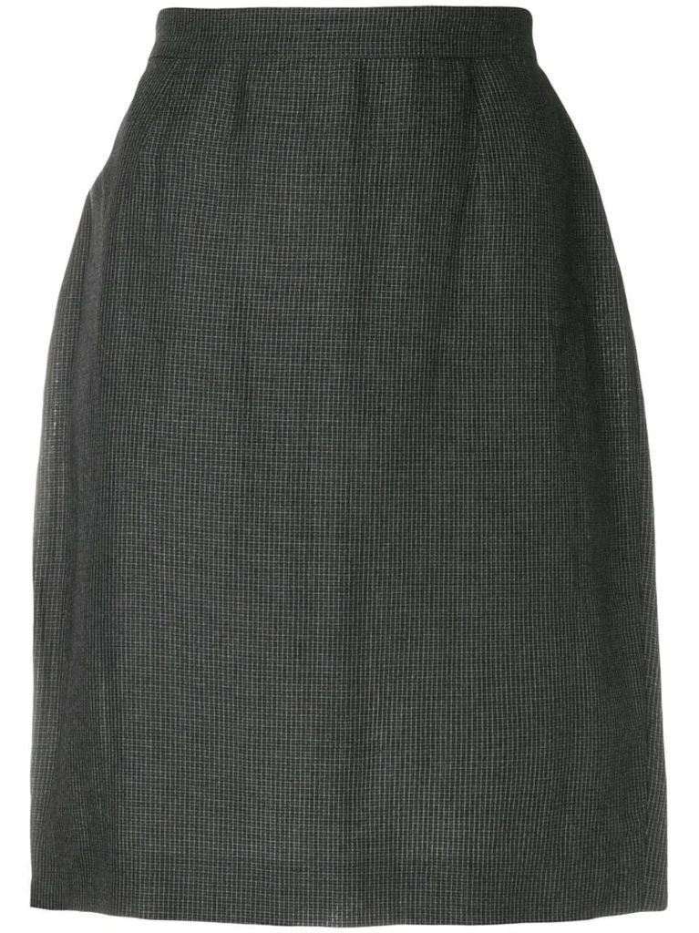 micro check-print pencil skirt