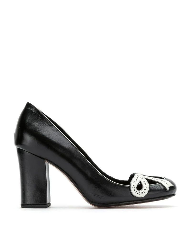 panelled leather pumps