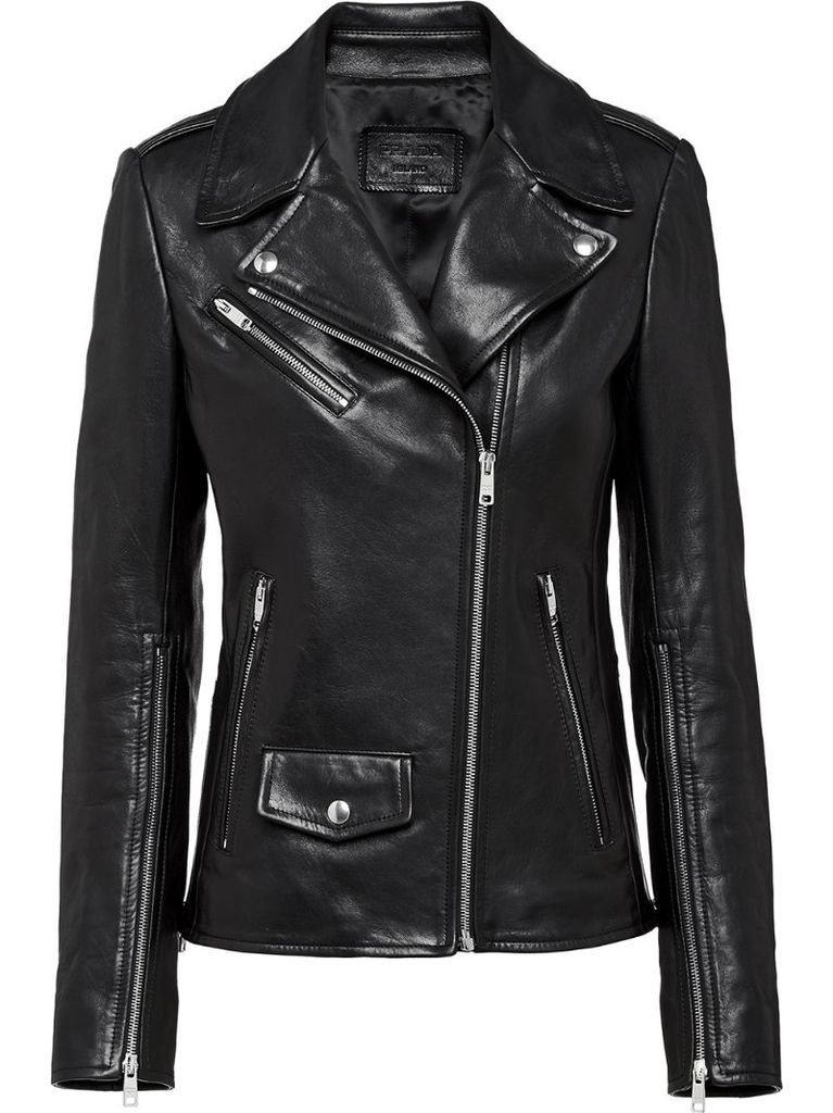 nappa leather biker jacket