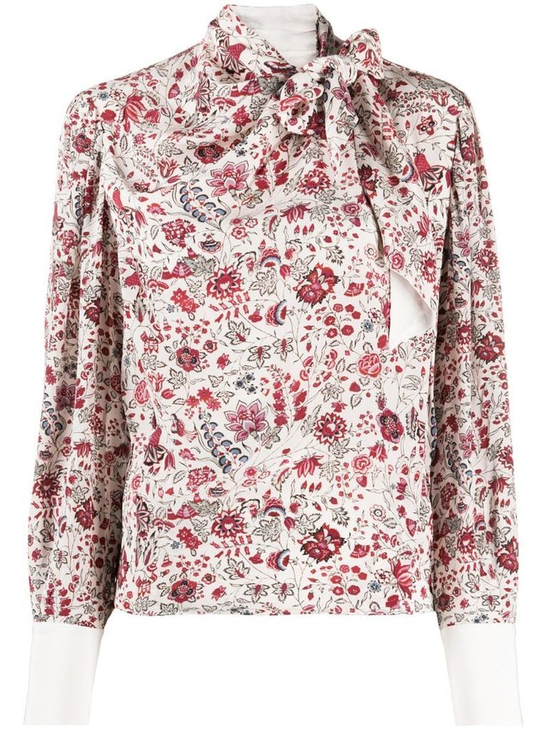 floral print pussybow blouse