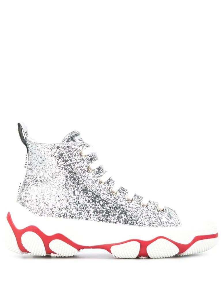 Glam Run high-top glitter sneakers
