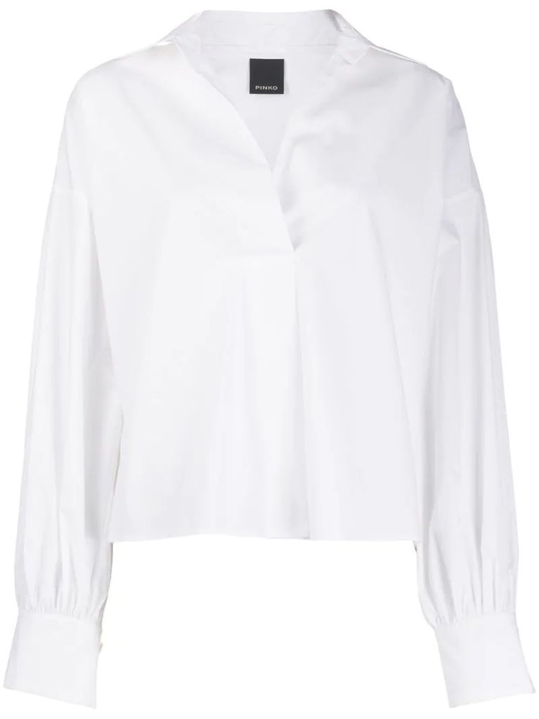 v-neck ballon-sleeve blouse