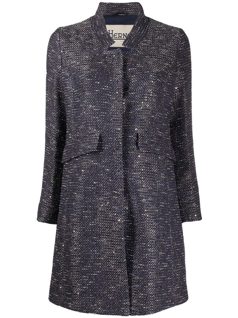 concealed fastening tweed coat